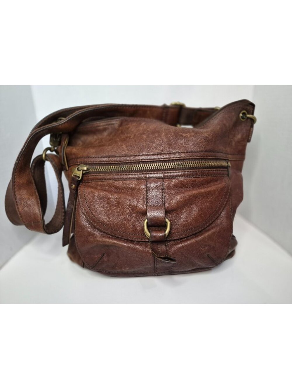 Fossil Brown Leather Large Shoulder Classic Work Travel Shopping Everyday Bag
